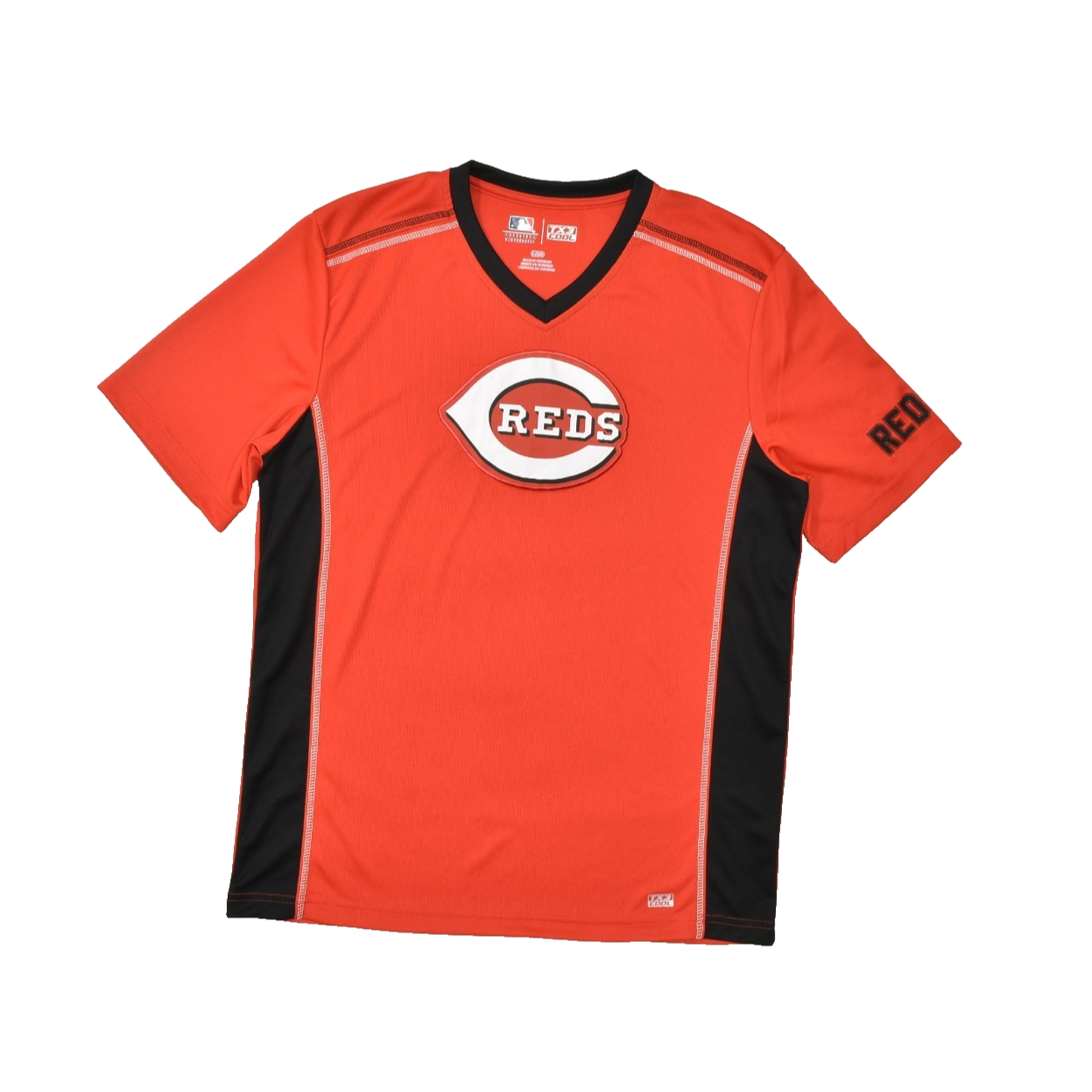 Men's Majestic Reds Tx3 Cool Orange Baseball V-Neck Jersey Regular Size L New